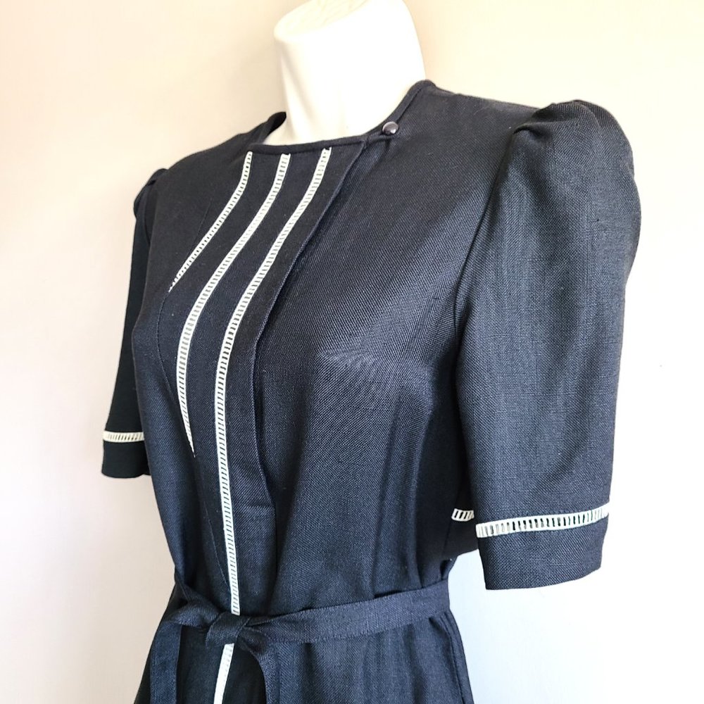 Elegant Black Dress with White Accents